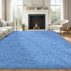 8x10 Area Rug for Living Room:Ultra Soft Fluffy Shag Navy Blue Rugs, Large - Image 8