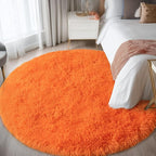 Round Orange Rug for Bedroom, 5 ft Circle Area Rugs for Living Room, Soft - Image 2