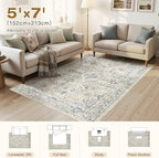 cotiled 5x7 Area Rug Machine Washable Vintage Carpet - Image 7