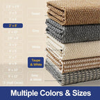 Faux Jute Hallway Runner Rug 2'x8', Washable & Non-Slip, Taupe & White | 0.27" - Image 7