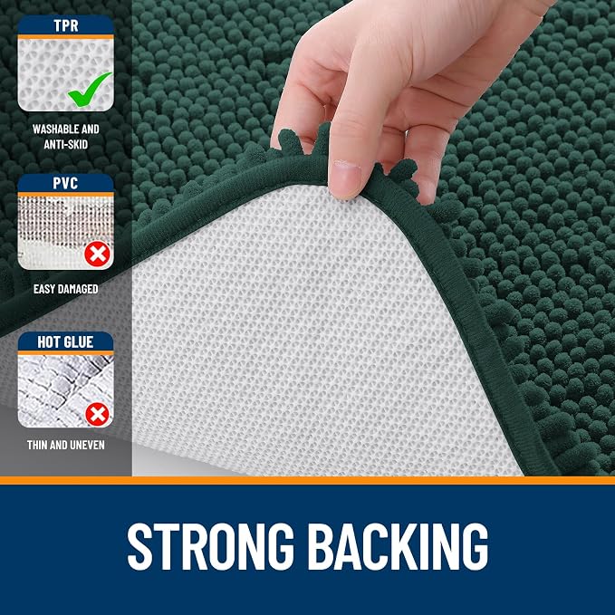 OLANLY Large Bathroom Rugs 50x30, Soft Absorbent Chenille Bath Rugs, Rubber - Image 6