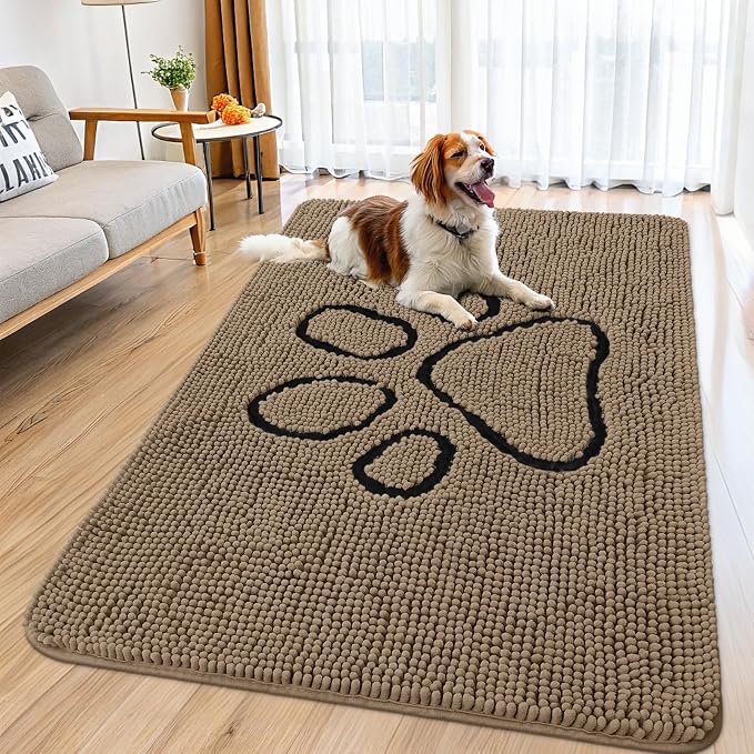 Smiry Dog Door Mat for Muddy Paws, Absorbent Dirt Trapper Non Slip Quick Dry by Smiry