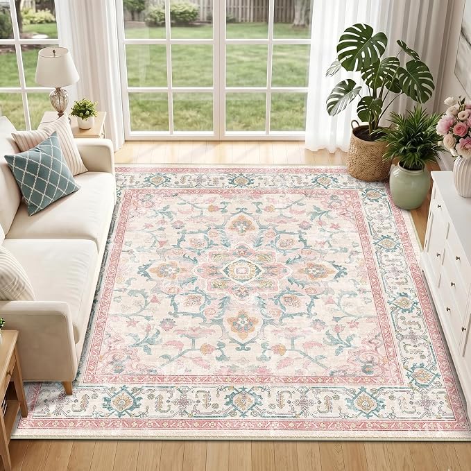 CAPALOCA Machine Washable Rugs Nursery Rug Sq6ft Cute Girl Non Slip Low Pile - Image 2