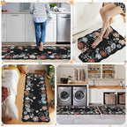 Homcomoda Kitchen Mats for Floor 3PC, Floral Washable Kitchen Rugs Non Slip - Image 7
