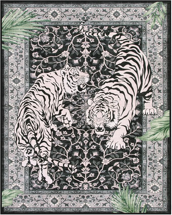 Moynesa Tiger 8x10 Area Rug, Washable Boho Rugs - Image 3