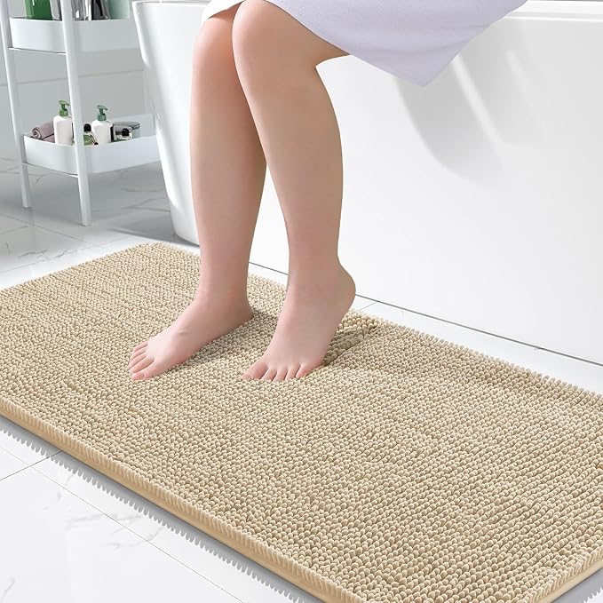 OLANLY Large Bathroom Rugs 50x30, Extra Soft Absorbent Chenille Bath Rugs by OLANLY