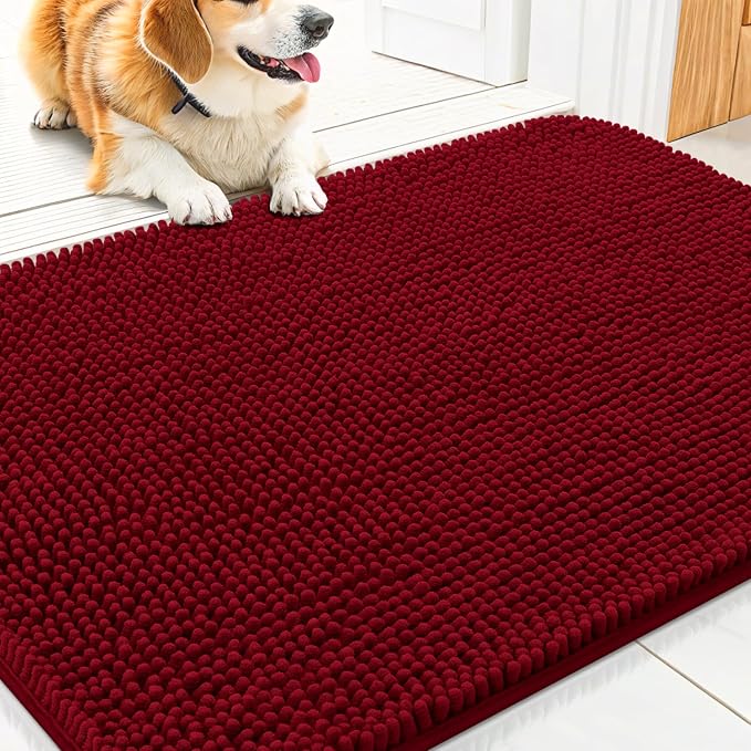 Smiry Dog Door Mat for Muddy Paws 30x20, Absorbent Dirt Trapper, Non-Slip by Smiry