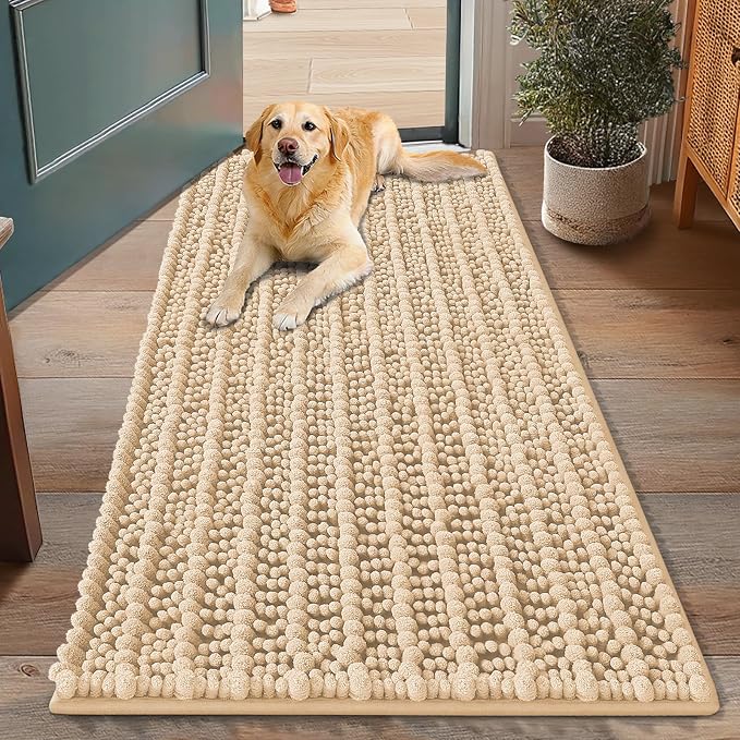 Smiry Dog Door Mat for Muddy Paws 48x30, Absorbent Dirt Trapper, Non-Slip by Smiry