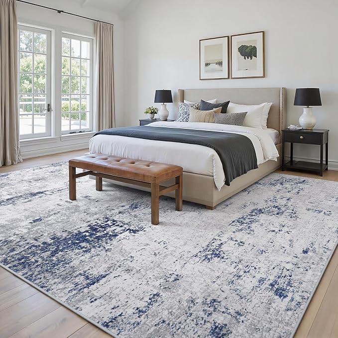 Area Rugs 9x12 Living Room: Large Modern Abstract Washable Rug Soft Indoor Anti - Image 3
