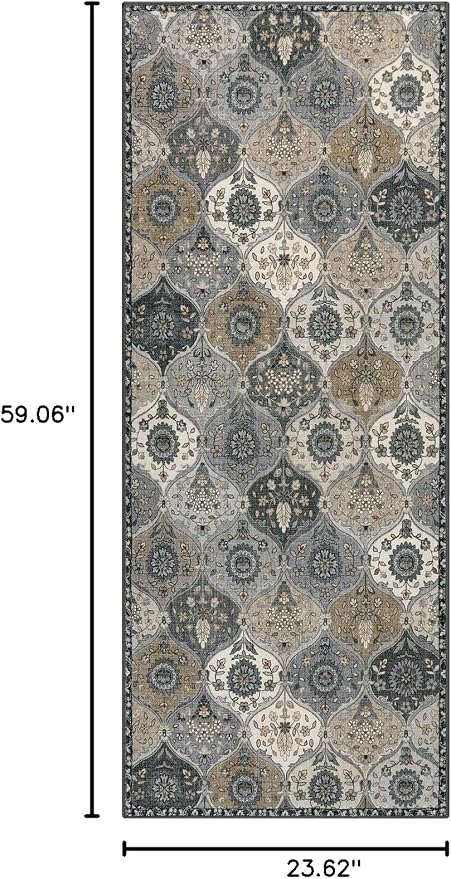 Lahome Moroccan Trellis Kitchen Runner Rug, 2x5 Washable Runners - Image 2