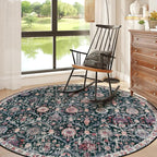 Lahome Moroccan Trellis Washable Round Area Rug, Round Rug 5ft Soft Non-Slip by Lahome