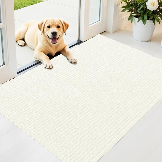 OLANLY Dog Door Mat for Muddy Paws 44x32, Ultra Absorbent Chenille Mud Doormat by OLANLY