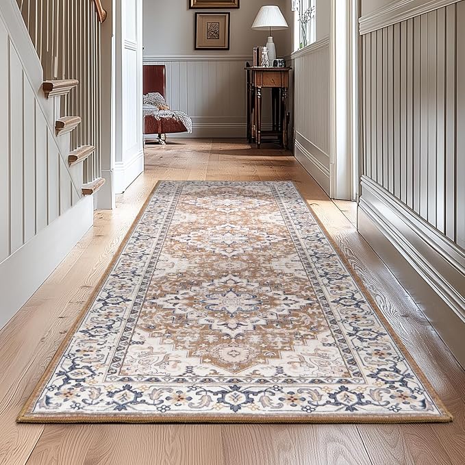 Lessymo 2 x 6 Runner Rug- Machine Washable Area Rugs Boho Faux Wool Low Pile by Lessymo