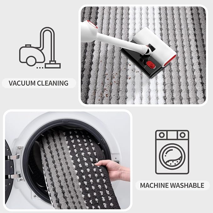 Kitinjoy Indoor Outdoor Door Mat, 59x24 Non-Slip Absorbent Dirt Trapper - Image 5