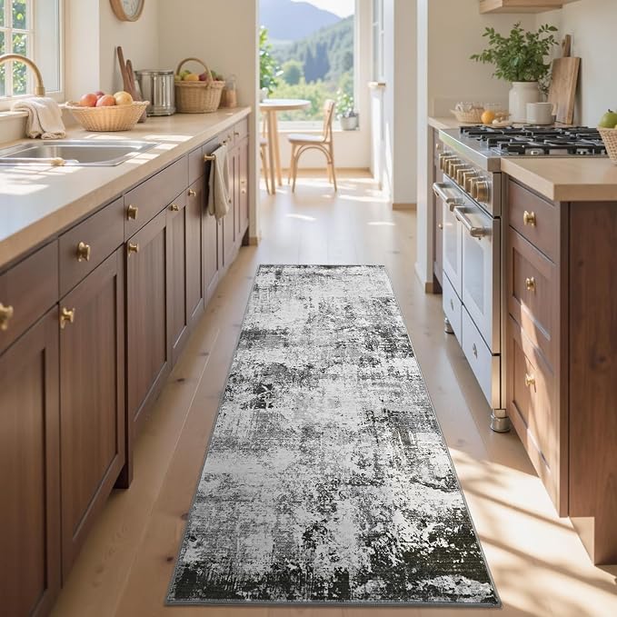 2x6 Ft Washable Runner Rug, Non-Slip Low Pile Hallway Kitchen Area Rug - Image 4