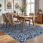 KUTA Area Rug 5x7 Navy Blue, Washable Boho Large Living Room Moroccan Rugs - Image 3
