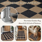 Lahome Colette Checkered Easy Jute Kitchen Rug, 2x3 Indoor Door Mat Small - Image 5