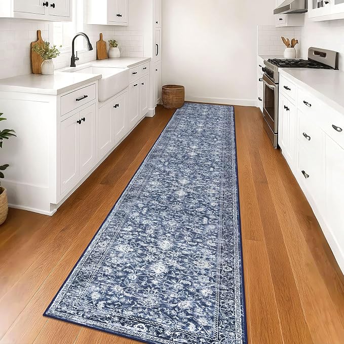 KILOCOCO Runner for Hallway 2.6x16 Runner Rug Printed Vintage Floral Washable - Image 3