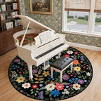 Round Area Rug for Living Room: 8 ft Floral Washable Circle Rug Soft Boho - Image 4