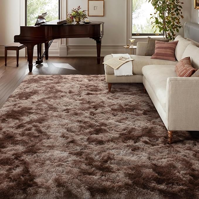 7x10 Ft Extra Large Shag Brown Area Rug - Image 2