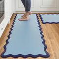 Arenarug Scalloped Navy Blue Kitchen Mats Rugs Sets of 2 Cushioned Anti Fatigue by ArenaRug