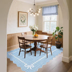 GarveeHome Scalloped Bow Rug for Living Room, Solid Blue Rug for Dorm, Washable - Image 9