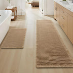Upgraded Waffle Bath Mat Set of 2, Super Absorbent Non Slip Bath Mats by AMOAMI