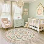 Pink Cute Butterfly 6ft Round Soft Rugs by HazoHaus