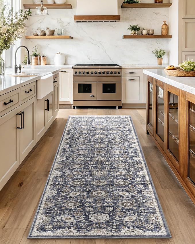 AMADA HOMEFURNISHING 2'6"x8' Washable Area Rug, Low-Profile Entryway Rug - Image 3