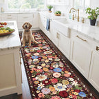 Floral Hallway Runner Rug Espresso Non-Slip, 2x10 Washable Ultra-Thin Soft - Image 3