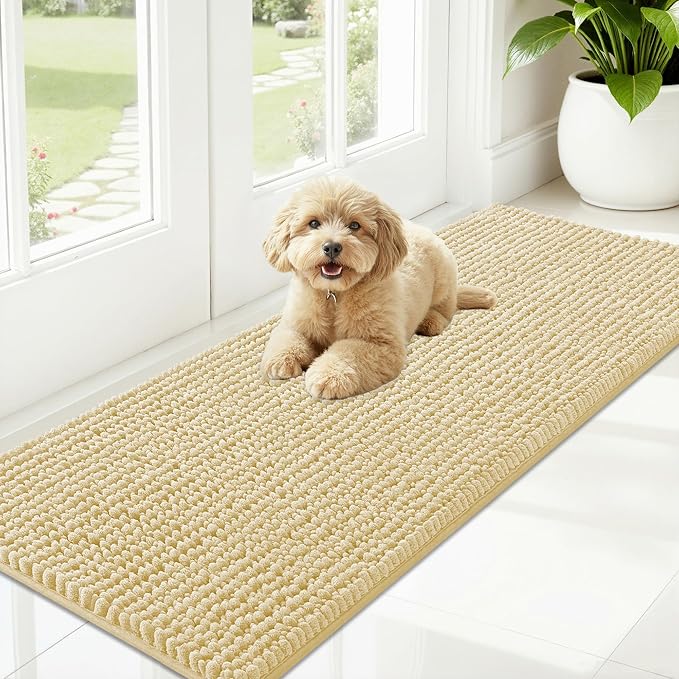 OLANLY Dog Door Mat for Muddy Paws 59x20, Ultra Absorbent Chenille Mud Doormat by OLANLY