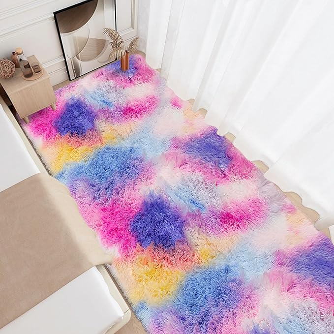 3x10 Hot Pink Runner Rainbow Rug - Image 8