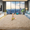 qulint 8x10 Area Rug for Living Room, Fluffy Shag Tan Rug for Bedroom Soft by QULINT