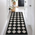 Checkered Kitchen Runner Rug 2x6 Black, Non Slip Washable Hallway Bathroom - Image 3