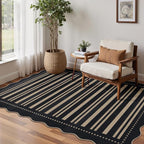Striped Easy Jute 4x6 Outdoor Patio Rug, Washable Indoor Outdoor Black Kitchen - Image 7