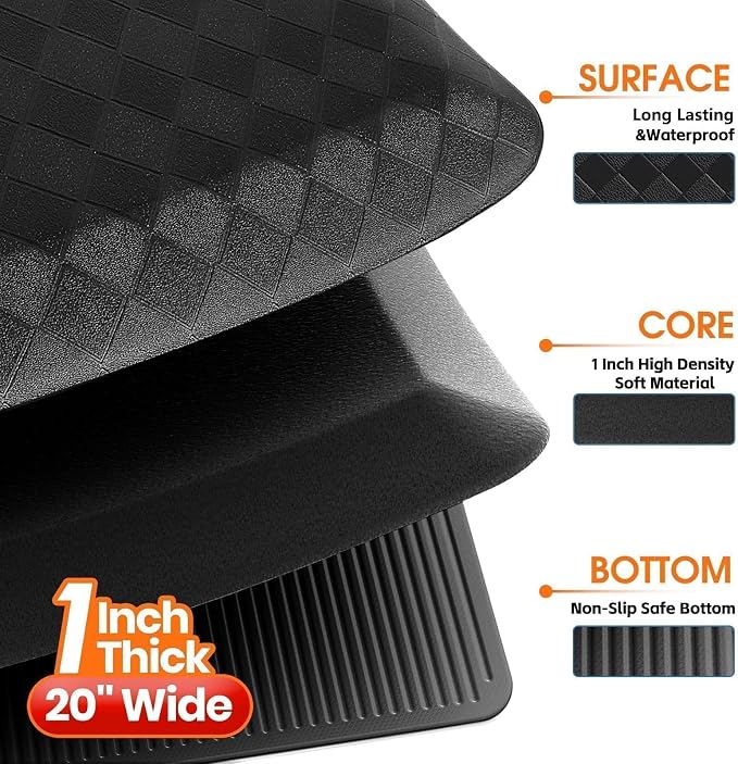 StepRite 1” Thick Kitchen Mats for Floor, Anti Fatigue Kitchen Rugs, Heavy Duty - Image 7