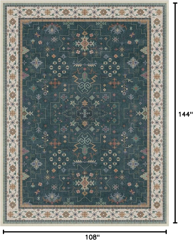 Hazo Haus Dark Green Vintage Living Room Rug 9x12 - Image 2