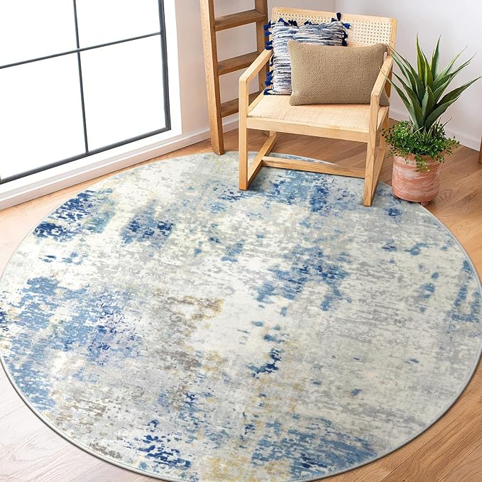 Lahome Washable Round Rug 5Ft, Soft Contemporary Large Indoor Carpet by Lahome