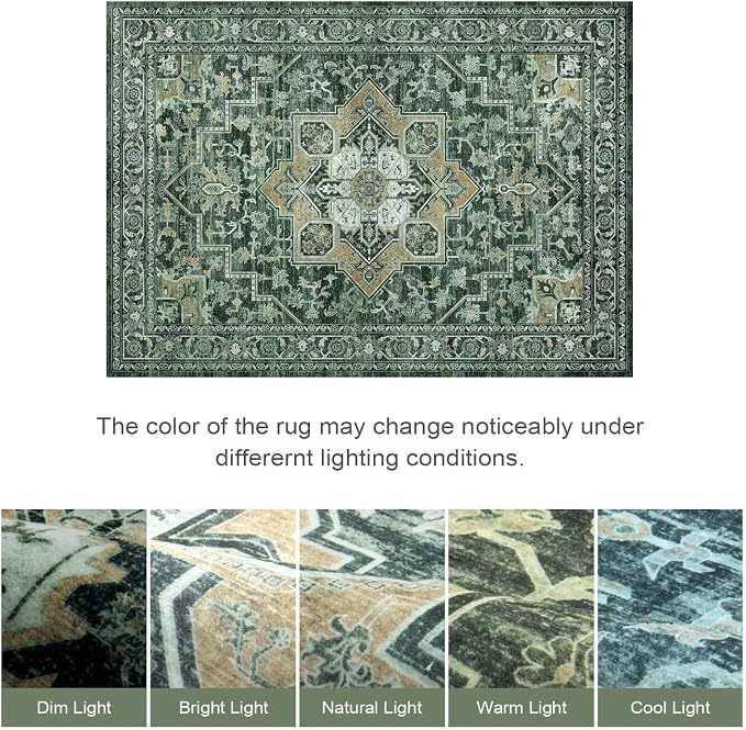 Lofus 8x10 Washable Rugs Non-Slip, Vintage Floral Area Rug - Image 7