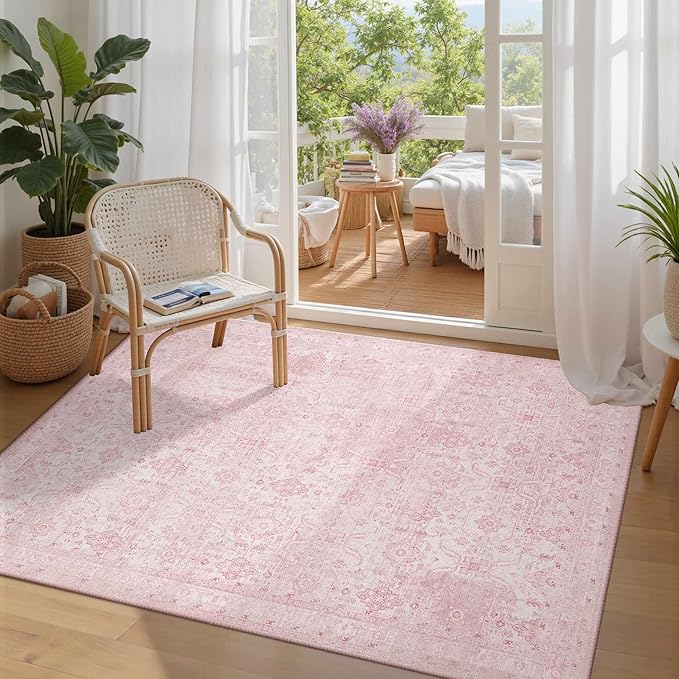 Rugxara 3x5 Rug for Entryway Bedroom, Vintage Retro Boho Throw Rug, Non Slip & - Image 3
