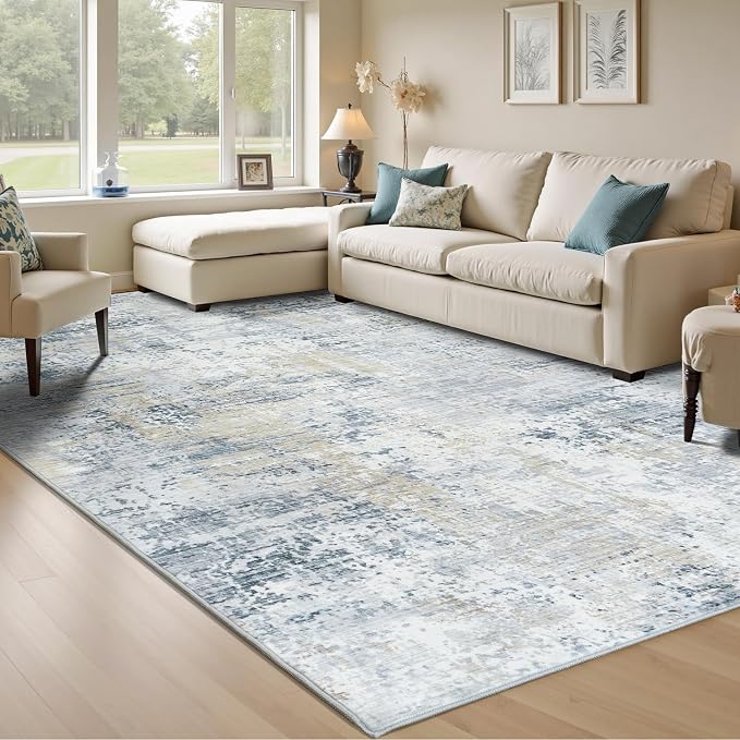 8x10 Washable Area Rug, Abstract Large Living Room Rug Non-Slip, Indoor Modern - Image 7
