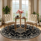 RELEANY Area Rugs Round 5ft Washable Non-Slip, Floral Vintage Distress - Image 2