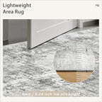 Soalmost Abstract Rug 5x7 Machine Washable Area Indoor Grey White Low Pile - Image 7