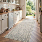 jinchan Zenith Floral Runner Rug 3x10 Washable Kitchen Runner Non-Slip Low-Pile by JINCHAN