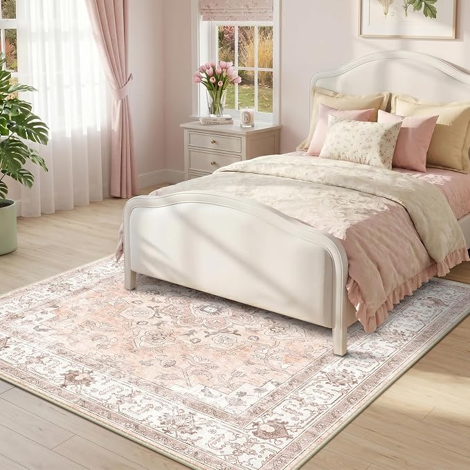 CAPALOCA Machine Washable Rugs Nursery Rug Sq5ft Cute Girl Non Slip Low Pile - Image 3
