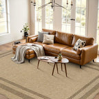 LIVEBOX Scalloped Washable 8x10 Rug, Easy Jute Tan Rug - Image 3
