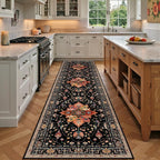 RELEANY Area Rugs Runner 2'x7' Washable Non-Slip, Floral Vintage Distress by RELEANY