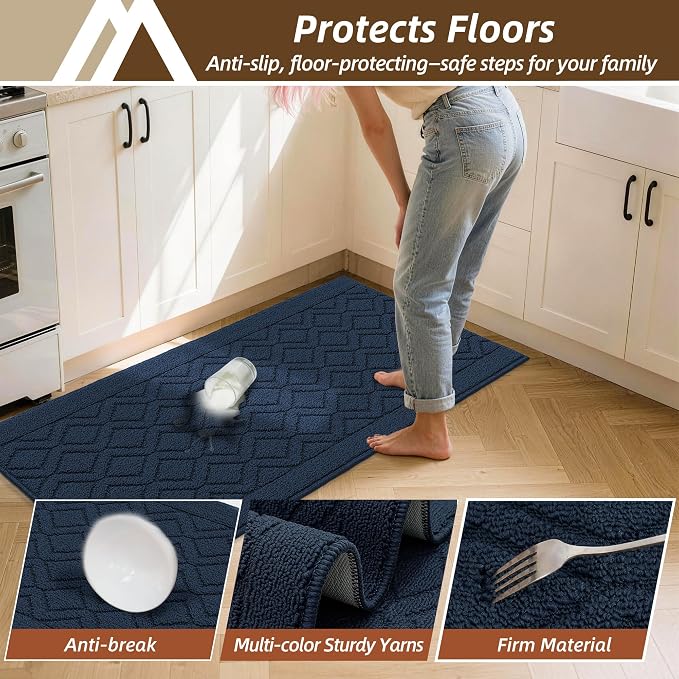 COSY HOMEER 60x24Inch/35X24Inch Kitchen Rugs Sets Non-Slip Washable Kitchen Mats - Image 5