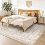 8x10 Area Rug for Living Room-Vintage Farmhouse Boho Floral Neutral Washable - Image 3