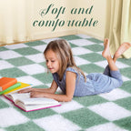 Super Soft Rug for Bedroom, 5x7 ft Sage Green and White Area Rug Classic - Image 5